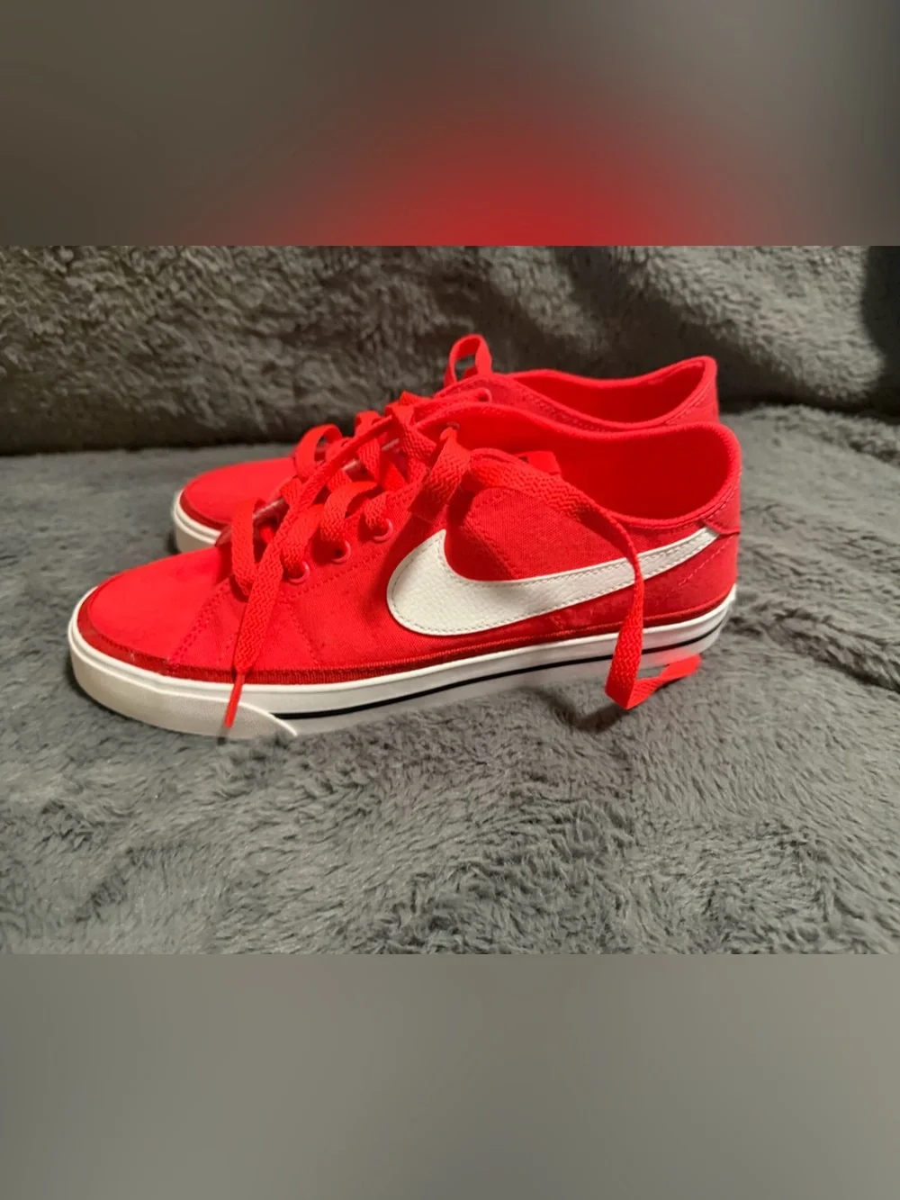 Nike Women’s Red Low-Top Canvas Sneakers with White Swoosh Accent